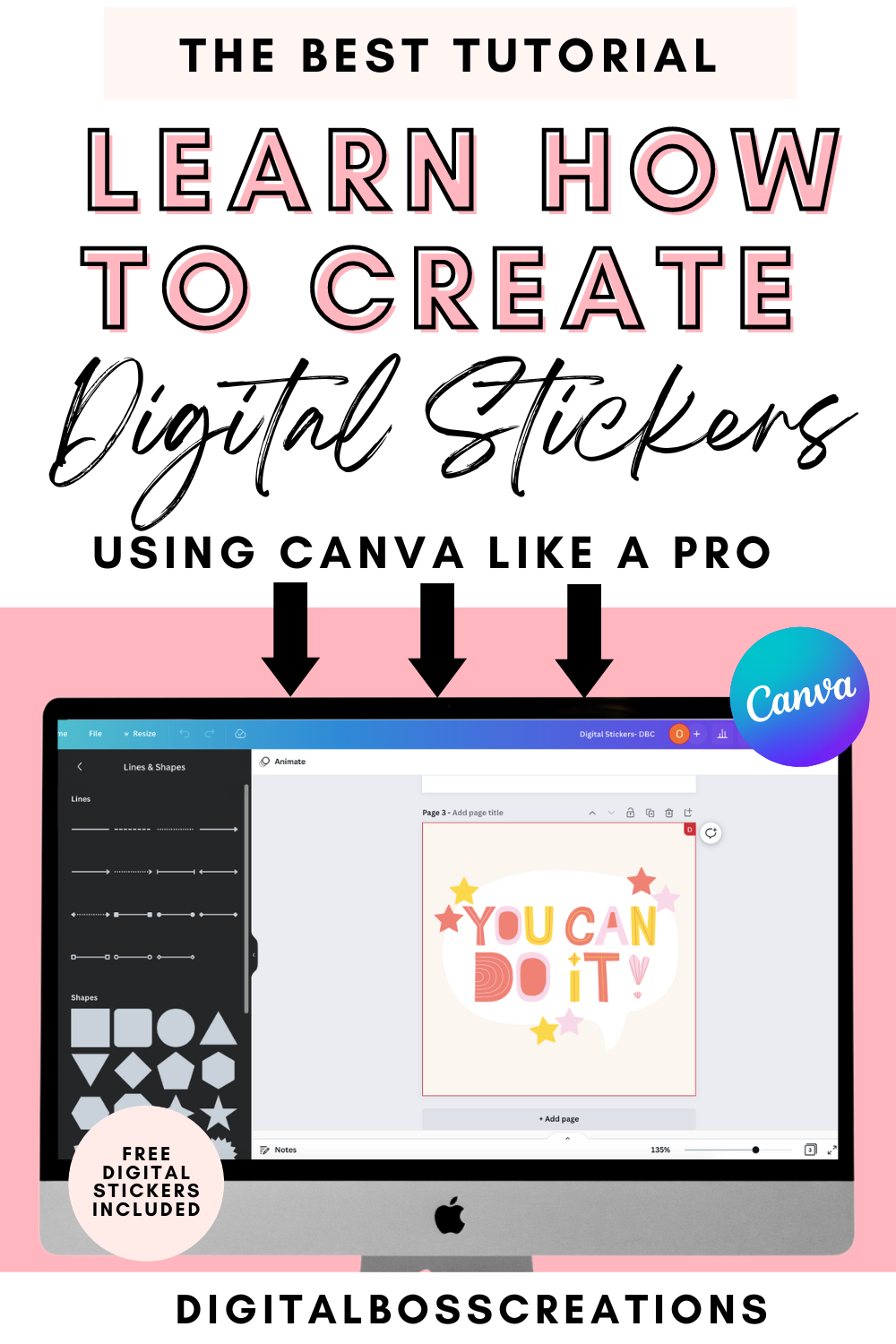 How to make digital stickers using Canva for free – DigitalbossCreations