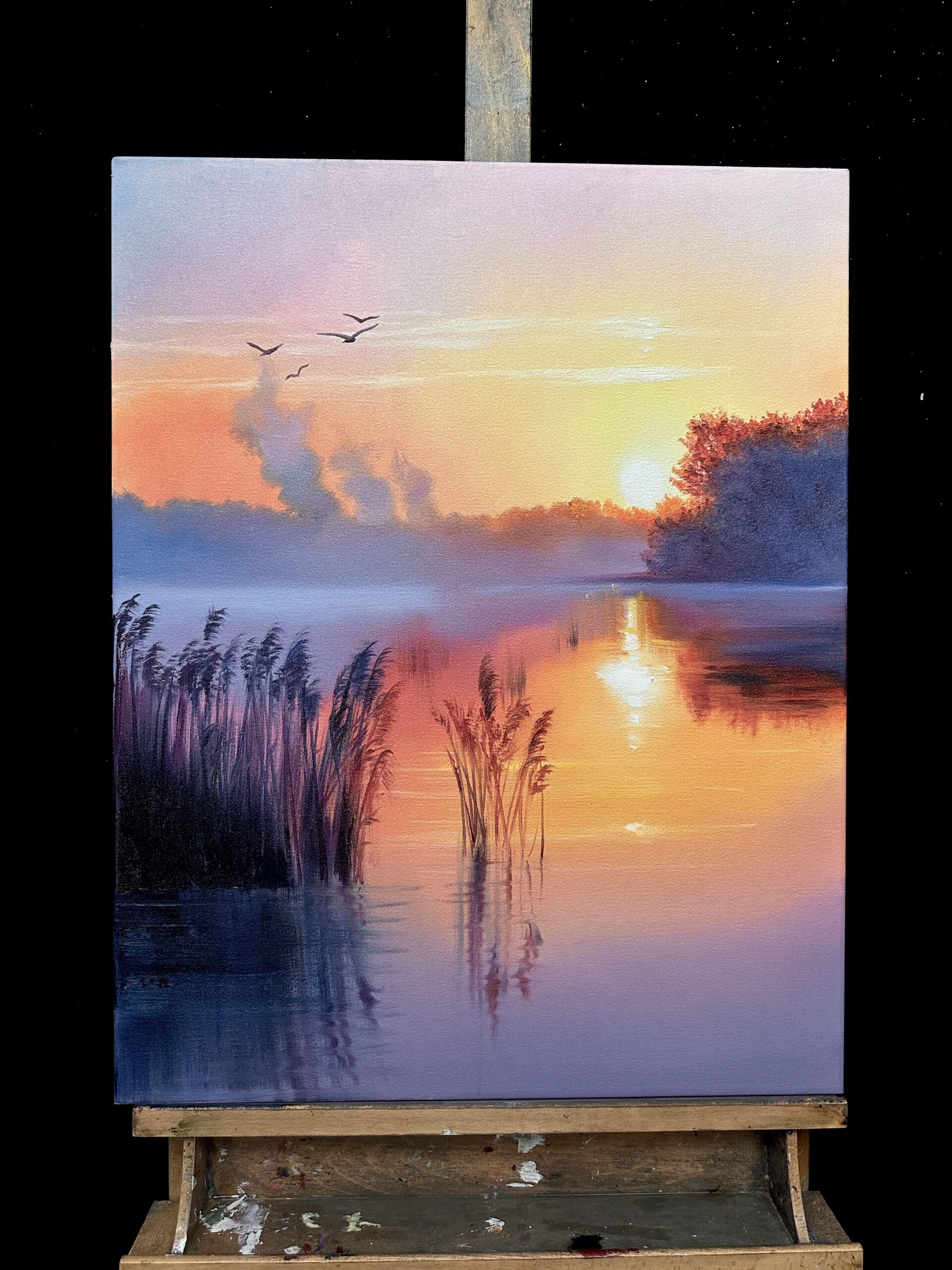 Картина маслом «Туман над озером» холст/масло Ольга Базанова.