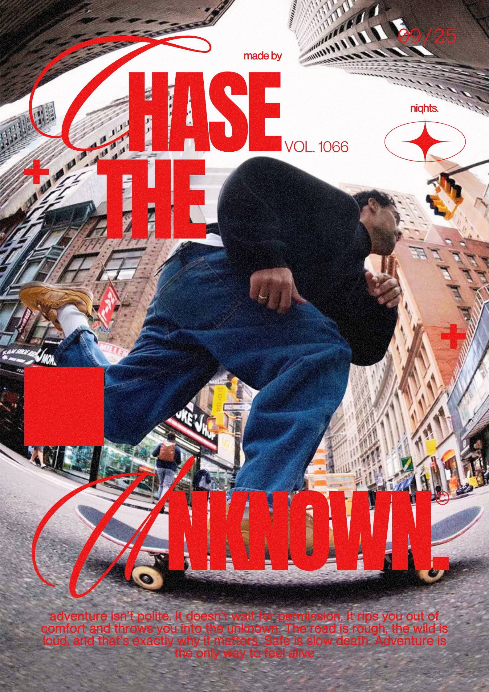 chase the unknown graphic poster