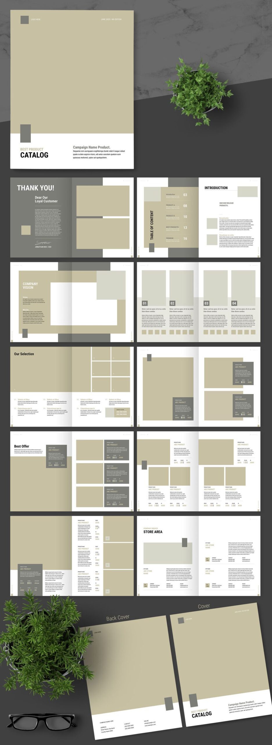 Stockmallen Product Catalog Layout with Brown Accent