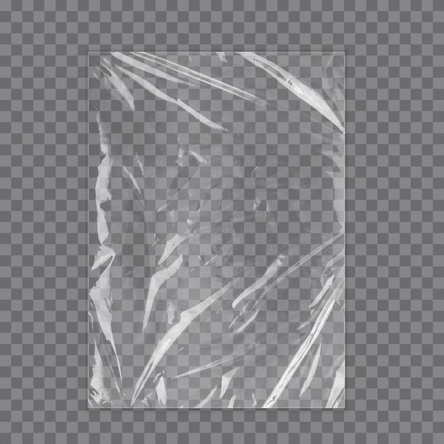 Realistic plastic wrap texture stretched polyethylene cover | Premium Vector