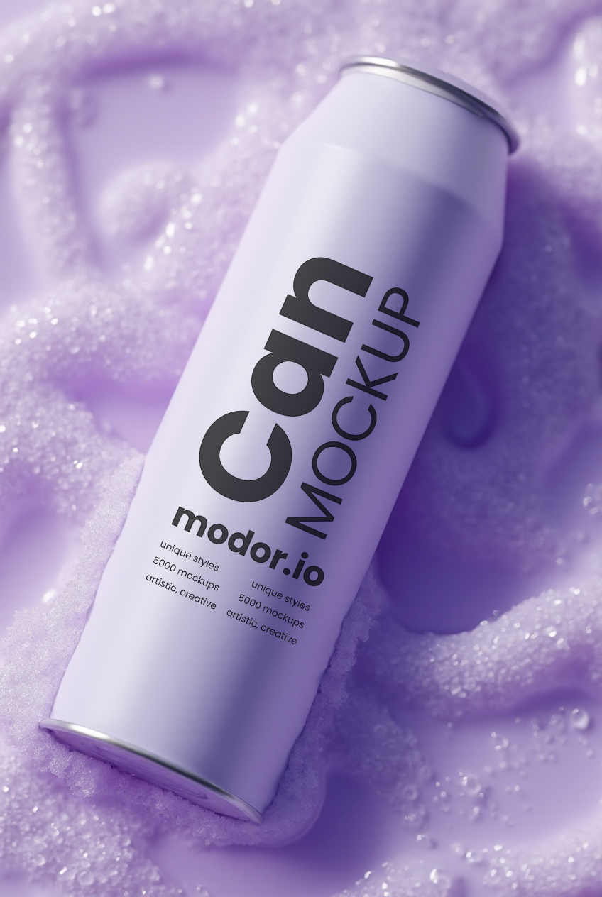 Premium Can Mockup PNG with Green Background