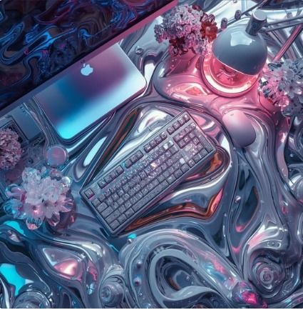 AI Workspace Vibes | Crystal-Coded Flat Lay for Visionary Creators