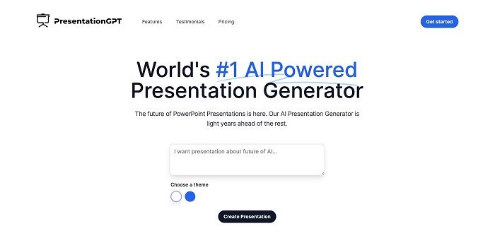 Free AI Powered Presentation Generator based on GPT-4
