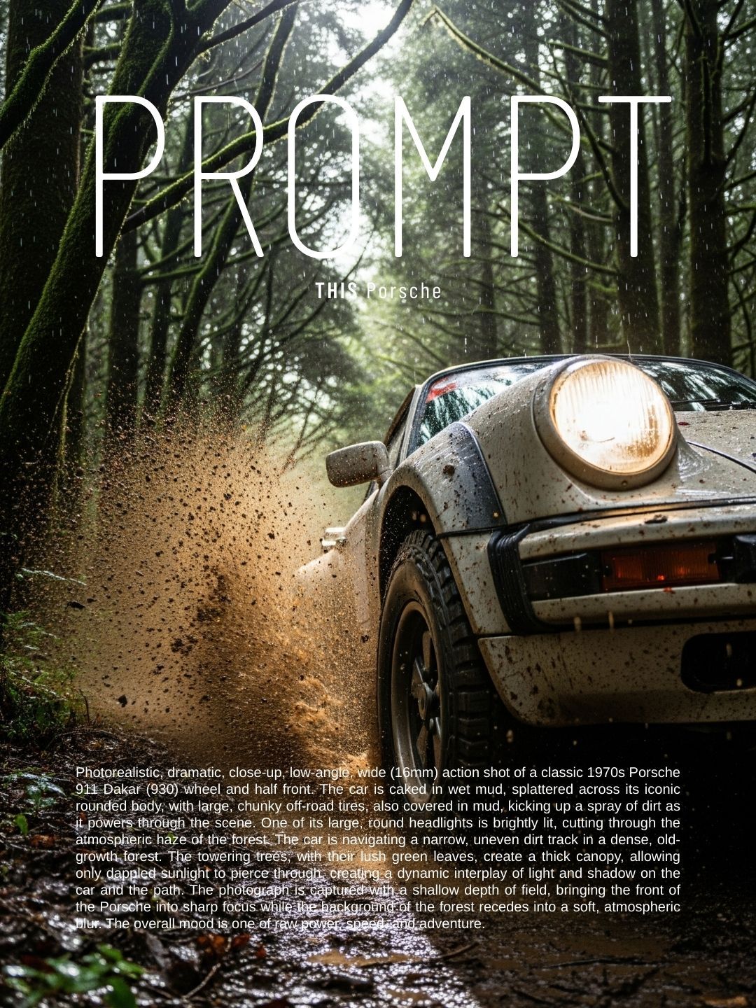 I asked Gemini to create a Porsche 911 on its mud rally day.