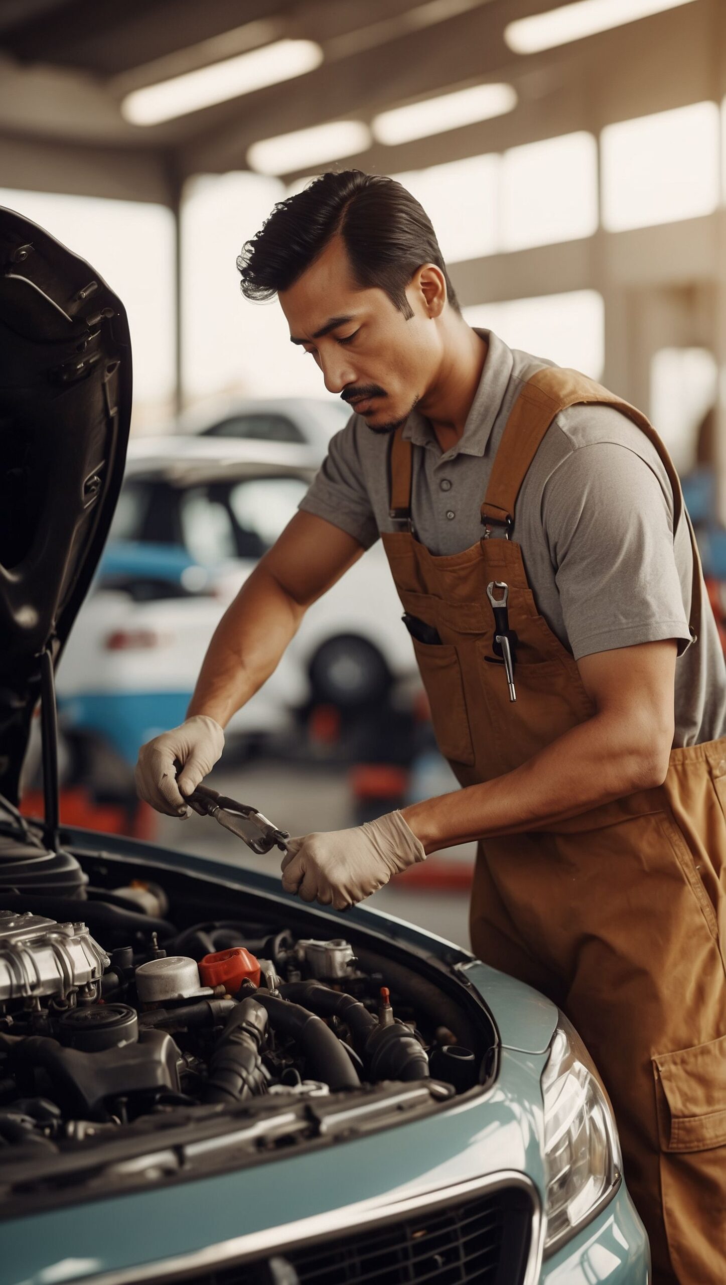 Top-Notch Auto Repair Service – Close-Up on Expert Mechanics at Work