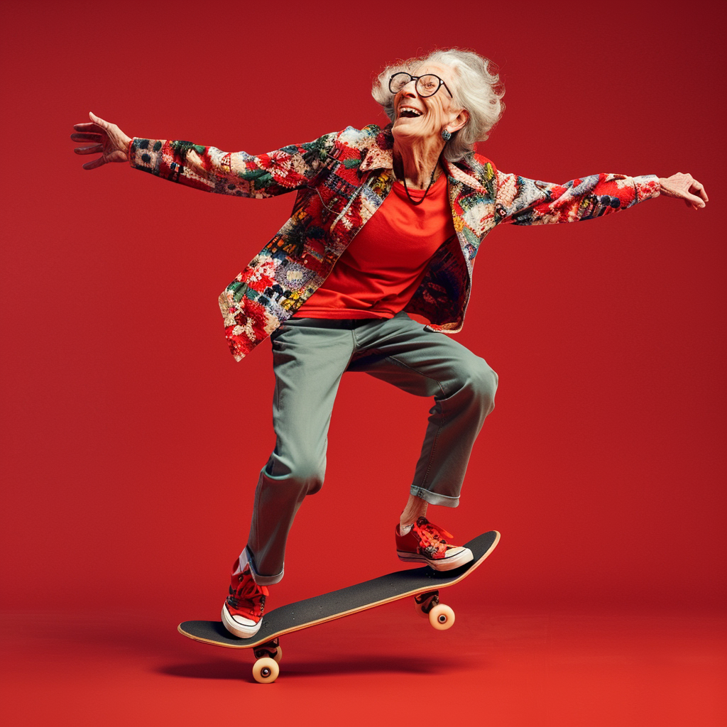 Ai Prompt Share – Grandma Skateboarding Granny Grannie – Midjourney Ai