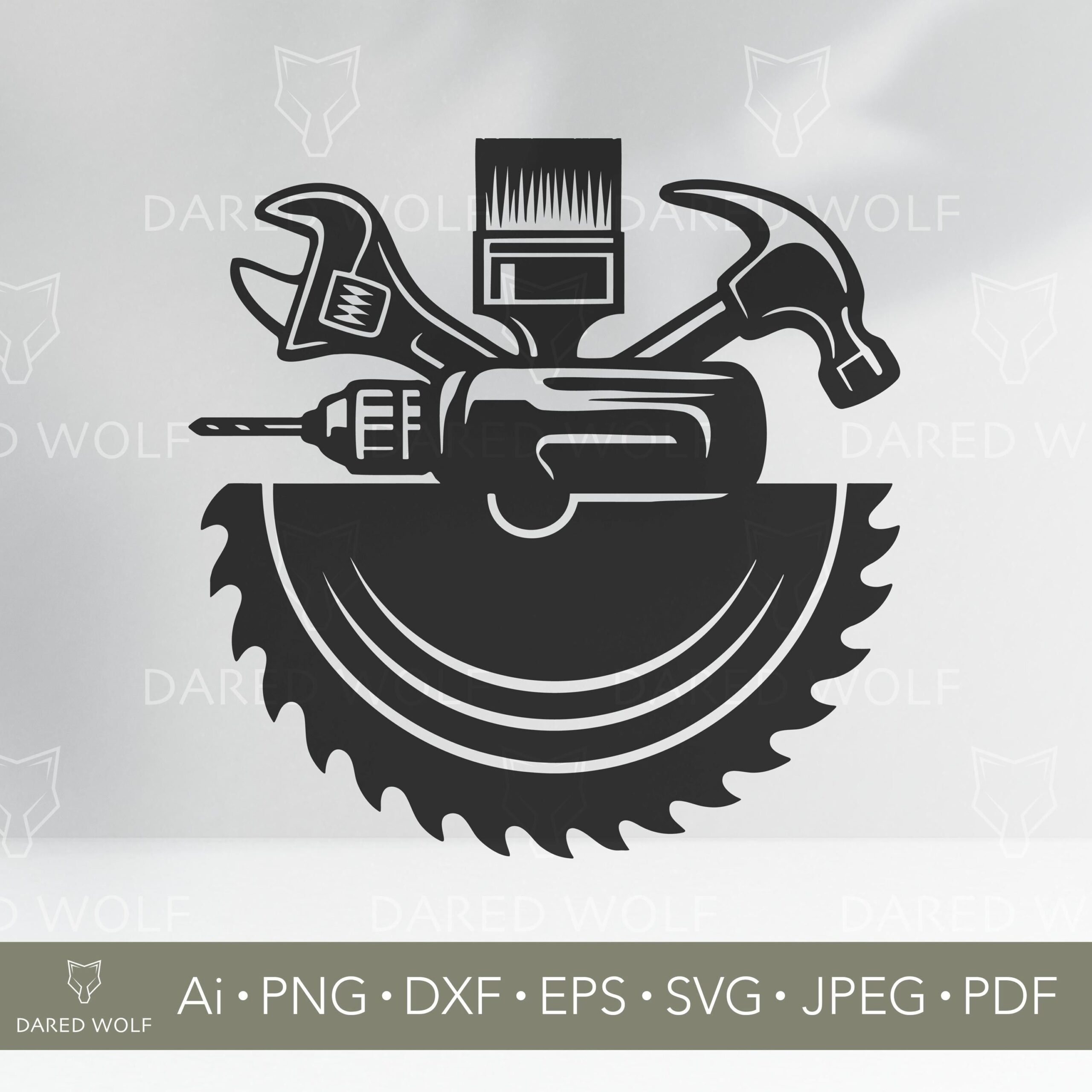 Image vectorielle d’outils de réparation : ensemble SVG bricoleur (fichier numérique)