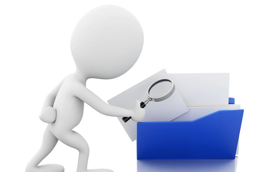 3d image. White people examines fold