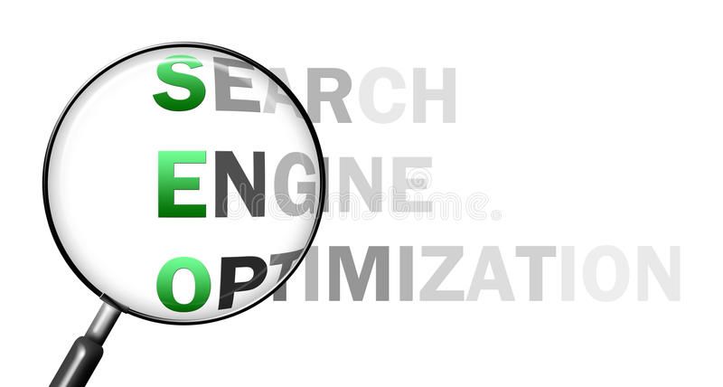 Seo through loupe stock illustration. Illustration of information – 24544087