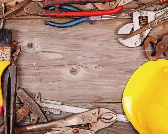 Aesthetic Builders Tools Paint By Numbers – 60X75CM/24X30″ (No frame – Folded)