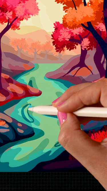 Pink Forest illustration on your iPad