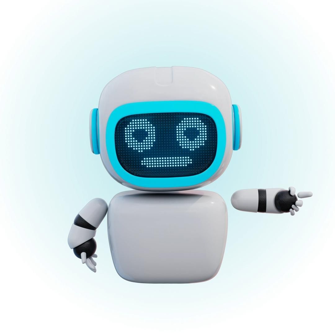 Cute and Friendly Assistance Bot | Neutral Pointing Left | 4K Full Gesture Loop (In, Action, Out)