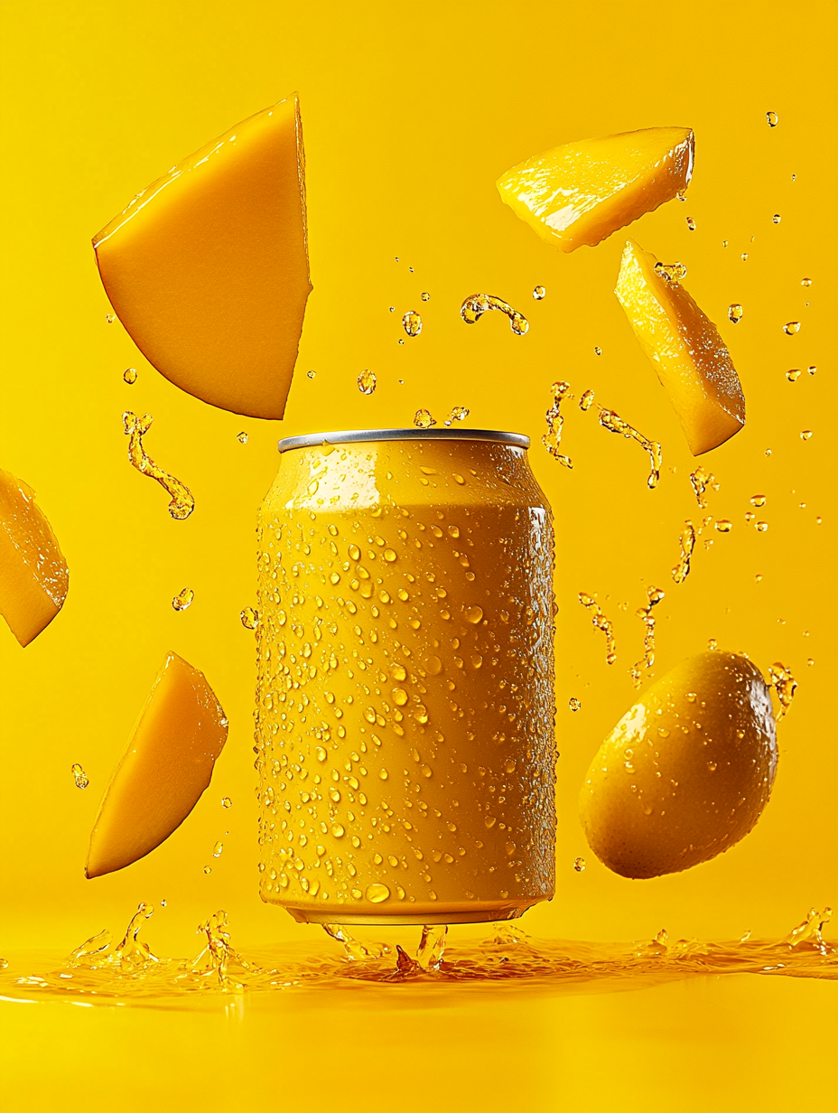 Floating Can Mockup with Mango Aesthetic – Modor Mockups