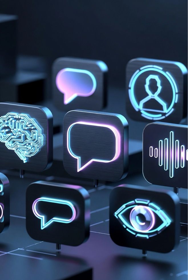 Realistic Chatbot & AI Assistant Icon Pack — 3D & Cinematic