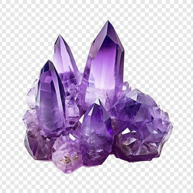 Amethyst crystals contras isolated on transparent background | Premium AI-generated PSD