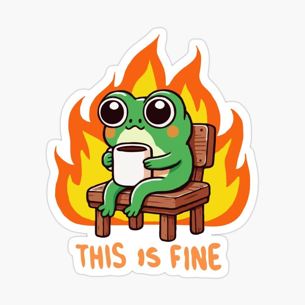 Frog, This Is Fine Sticker