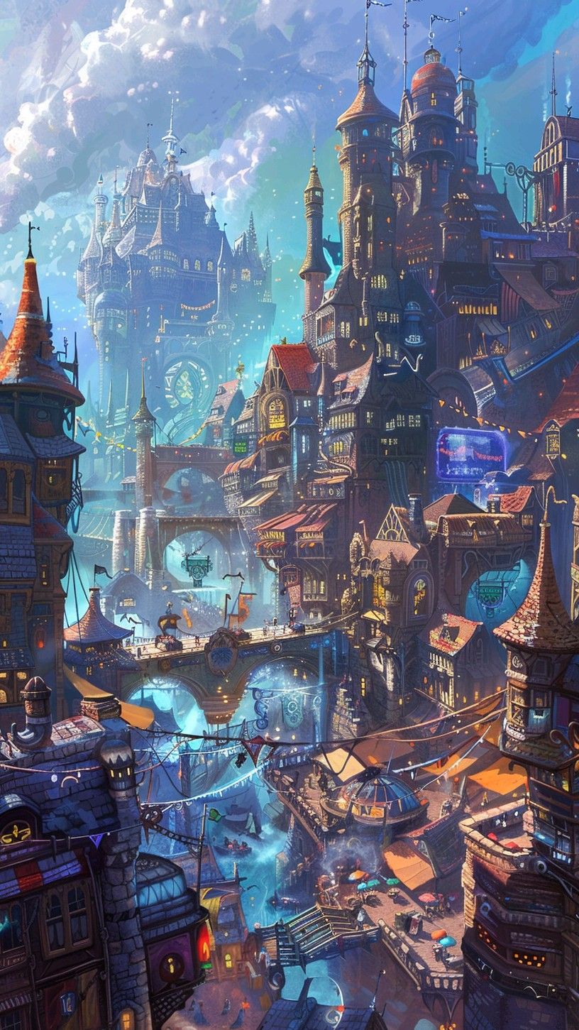 Steampunk fantasy city