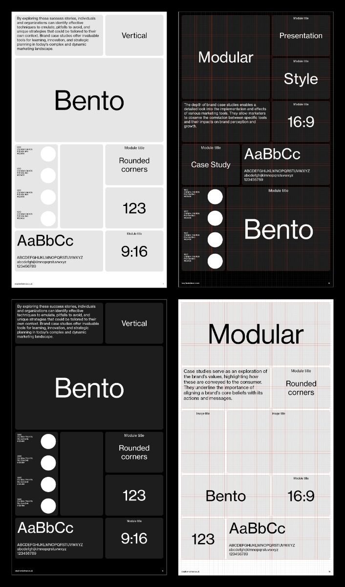 Bento Box Branding Grid System Presentation in Portrait for InDesign