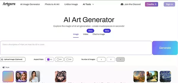 Artguru AI: Create Your Vision
