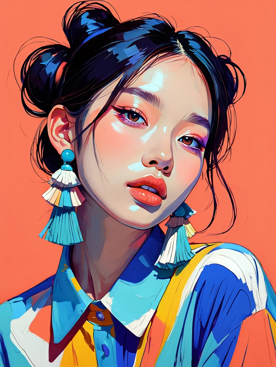 Beautiful young woman Abstract art Digital AI