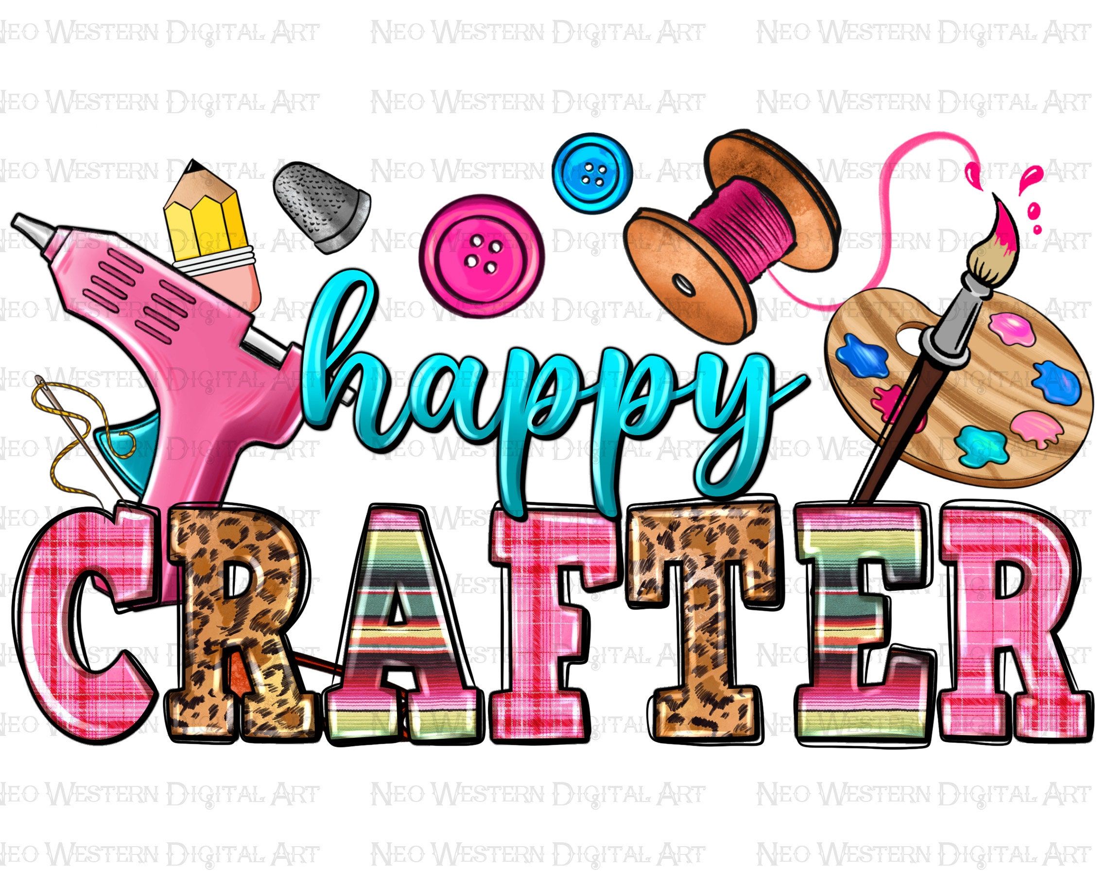 Happy crafter png design, craft life png, craft love png, western crafter png design, crafter png, téléchargements de conception de sublimation