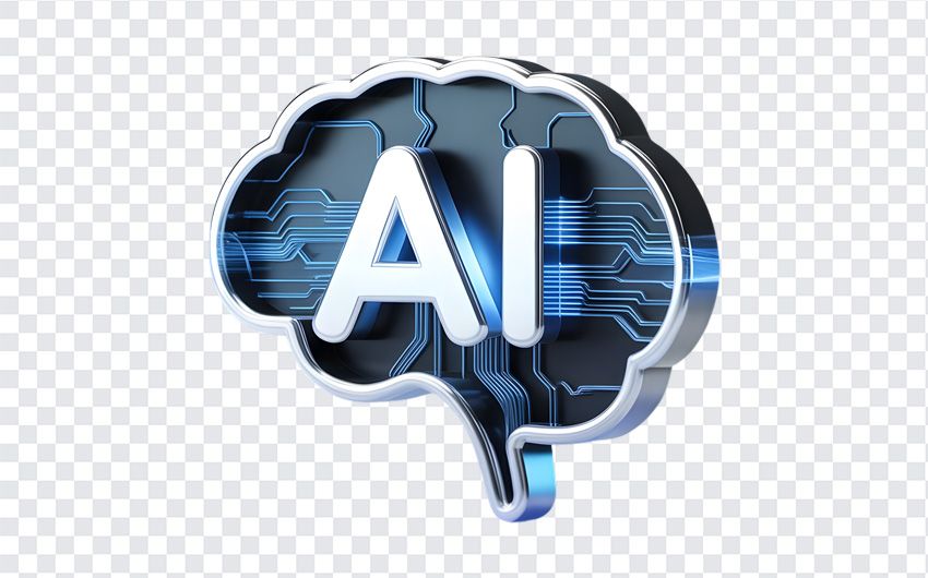 3D AI Brain Icon PNG