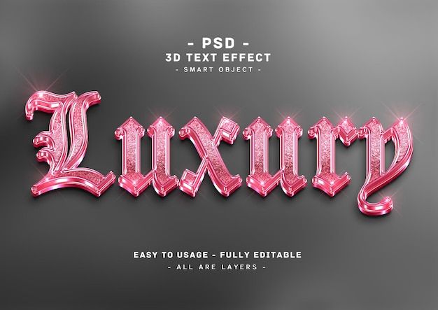Luxury 3d pink glitter text style effect | Premium AI-generated PSD