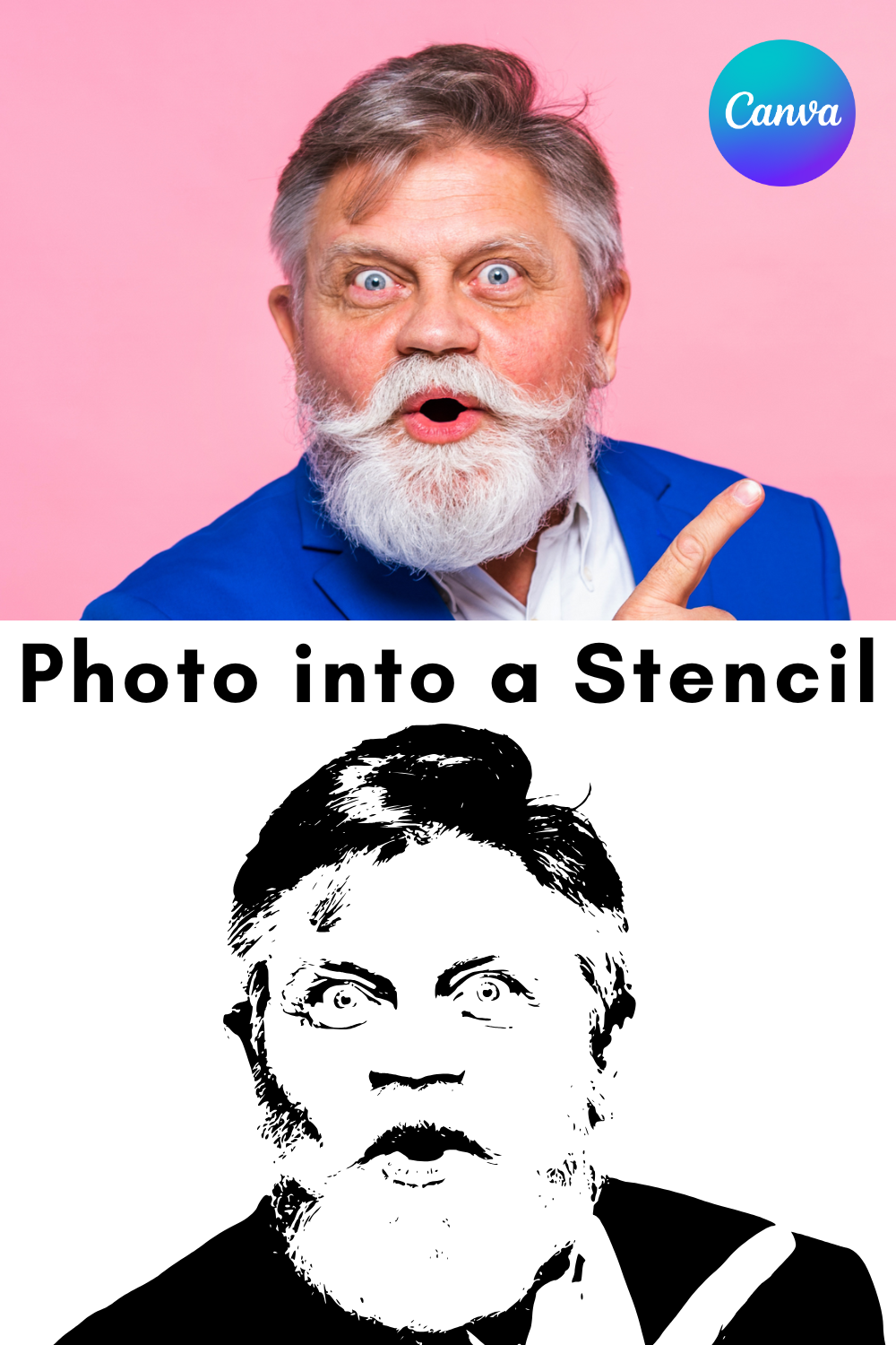 Photo into a Stencil tutorial in canva