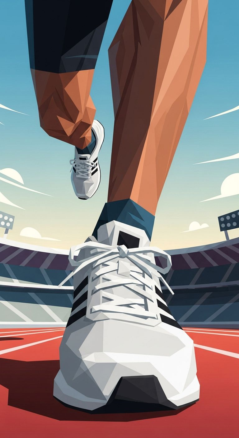 Track Power – Bold Low-Poly Runner Illustration
