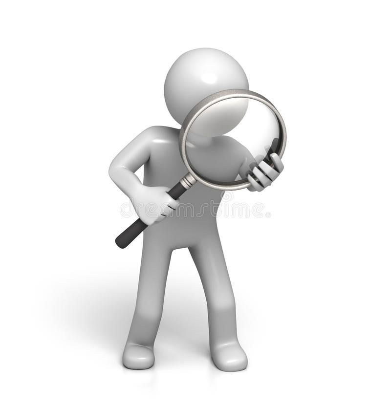 3D Character with Magnifying Glass Stock Illustration – Illustration of analyzing, enlarge: 12707139