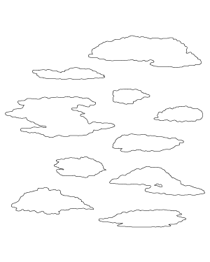 Realistic Cloud Outline Patterns: DFX, EPS, PDF, PNG, and SVG Cut Files