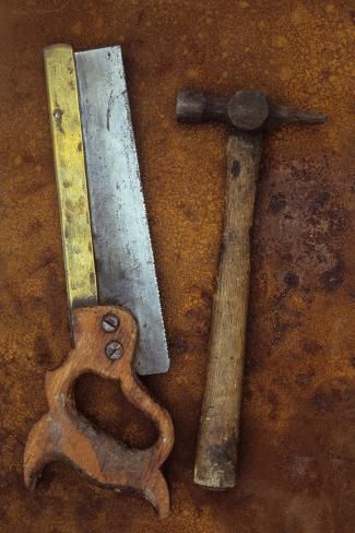 Photographic Print: Tenon Saw with Hammer by Den Reader : 24x16in