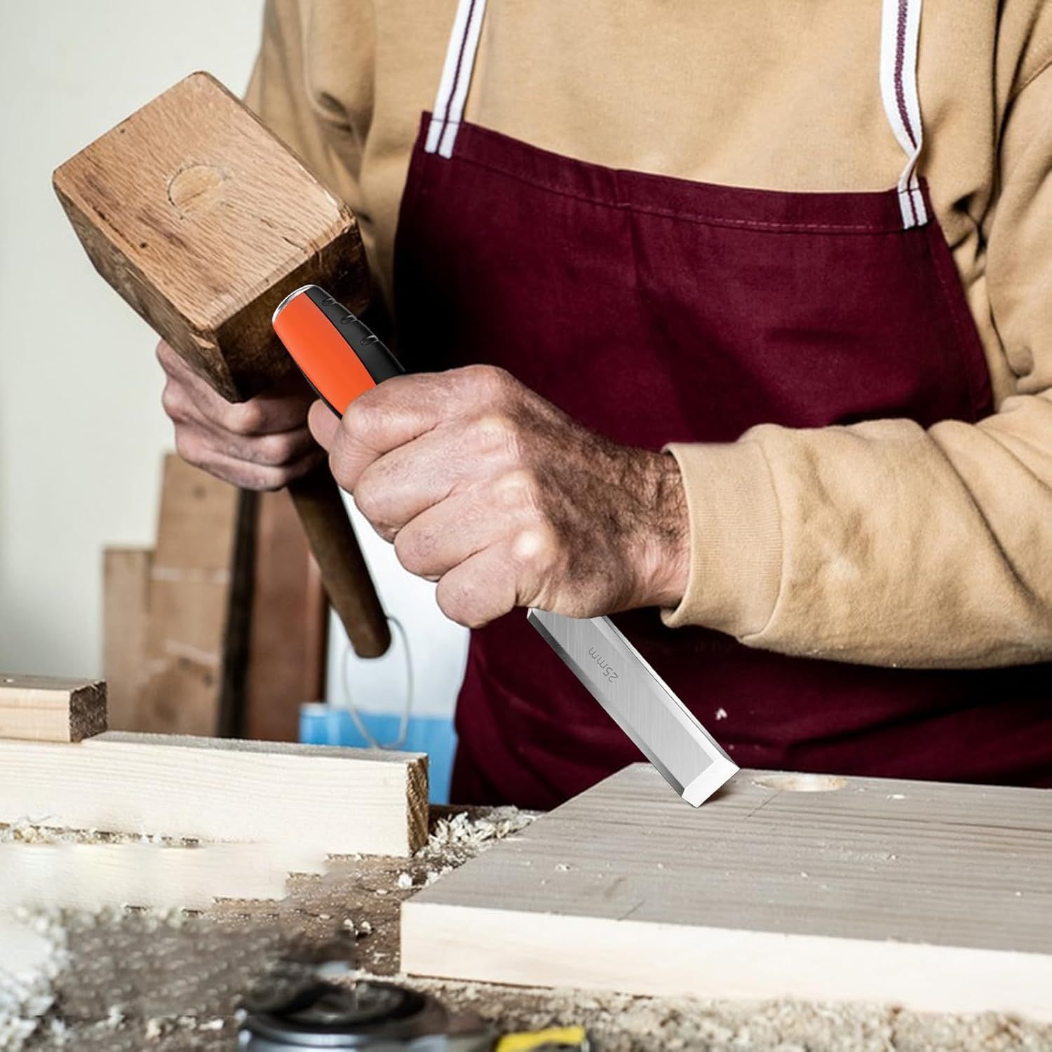 Ciseaux à bois, ensemble d’outils de sculpture sur bois, outils robustes 6 mm, 12 mm, 18 mm et 25 mm