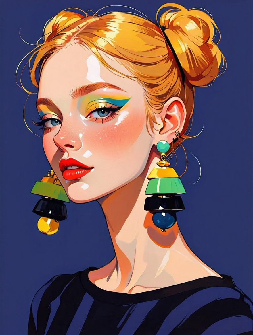 Beautiful young woman T-shirt design Abstract art Wallart Printable painting Digital art Print