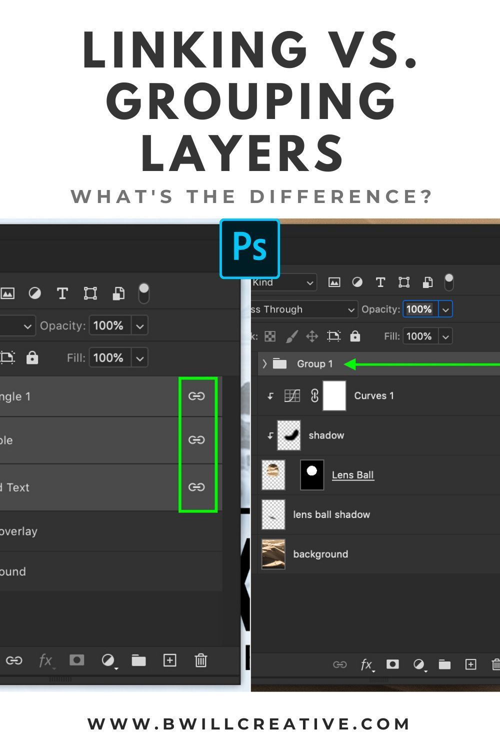 Master Linking vs Grouping Layers in Photoshop: Boost Your Editing Workflow ✨