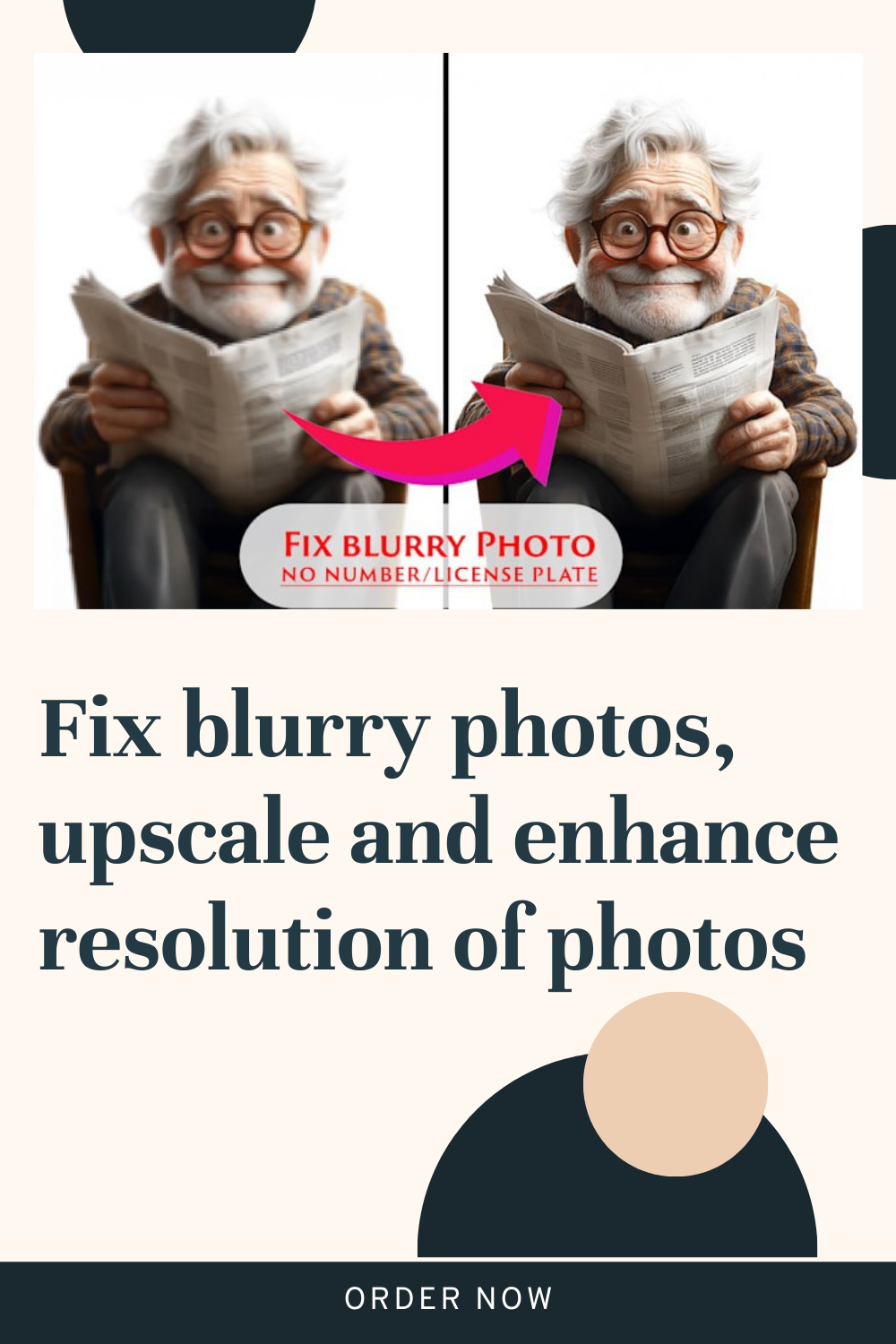 Fix blurry photos, upscale and enhance resolution of photos