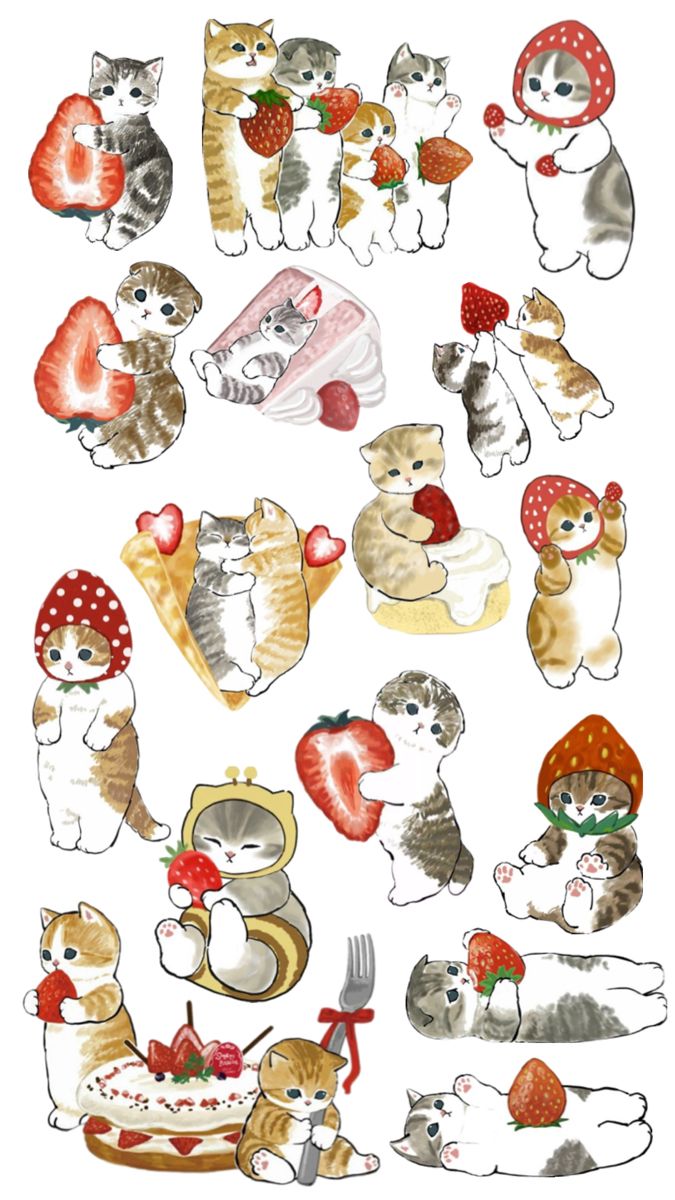strawberry cat prints ★ 🍓