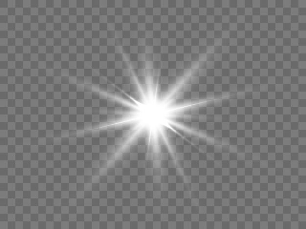 Flash of bright white light on a transparent background vector | Premium Vector