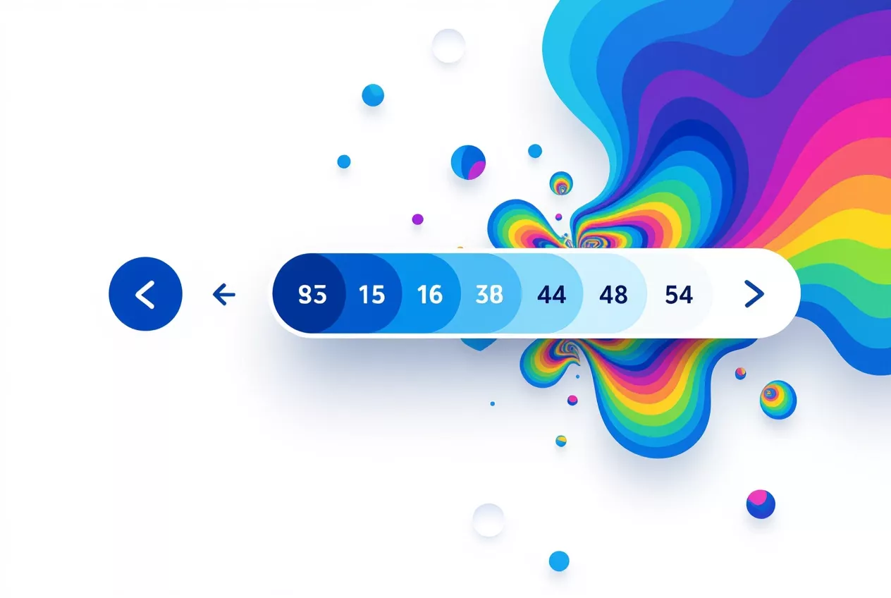 Pagination UI design blue rounded shapes