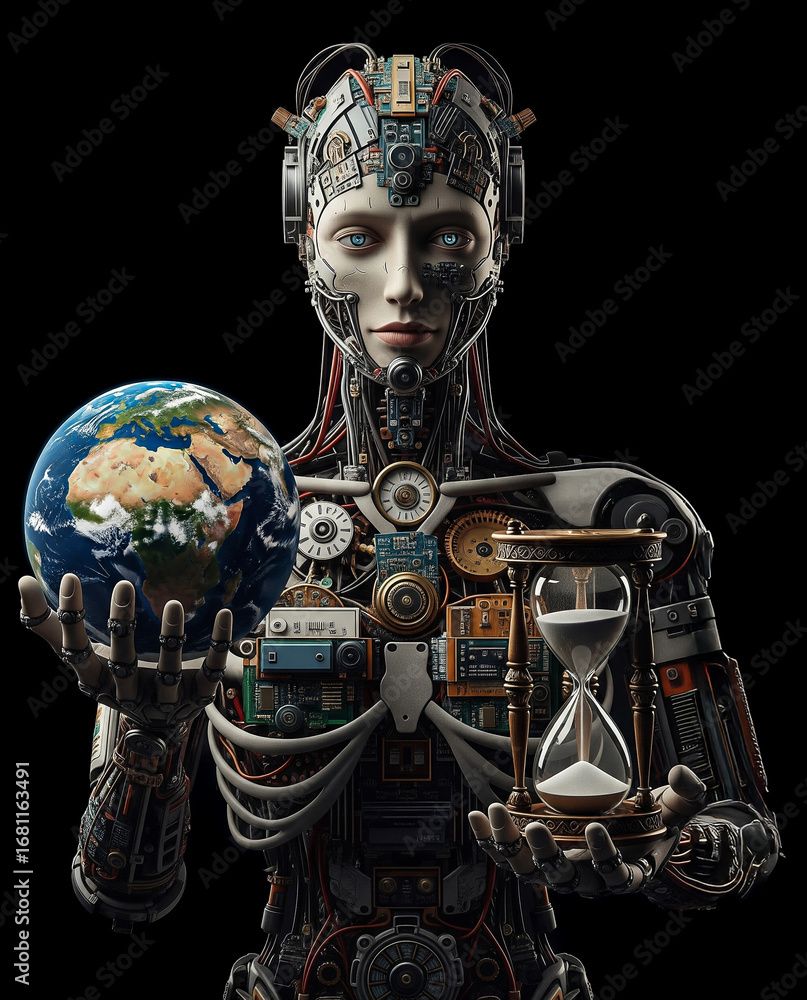 Cyborg and Hourglass: AI, Time, and the Future of Earth