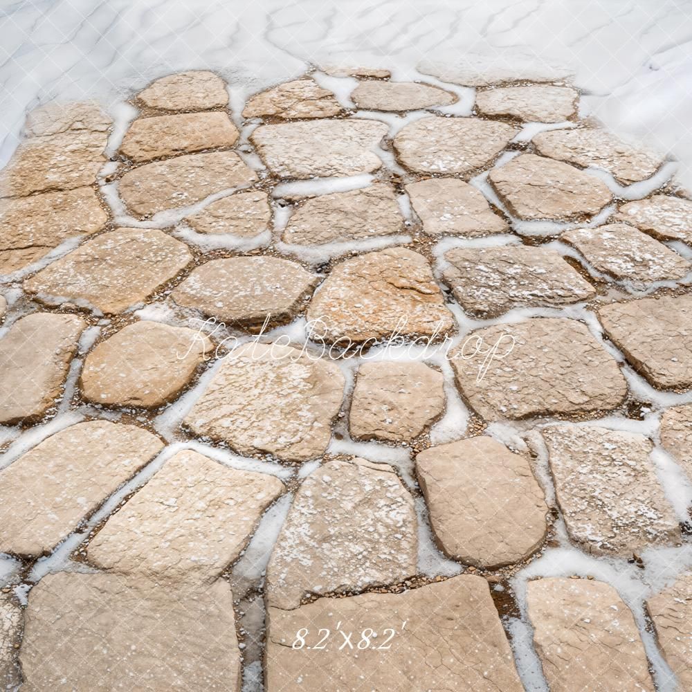 Kate Winter Cobblestone Snow Floor Backdrop Designed by Kate Image – Microfiber (Printed) / BH1057077 Custom Order (please contact us)