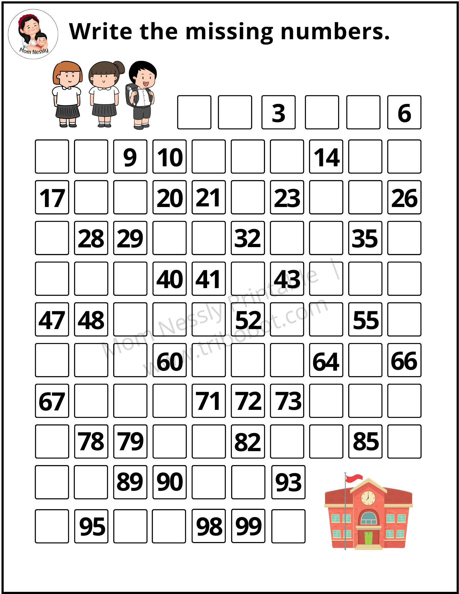 Missing Numbers Worksheets – Tribobot x Mom Nessly