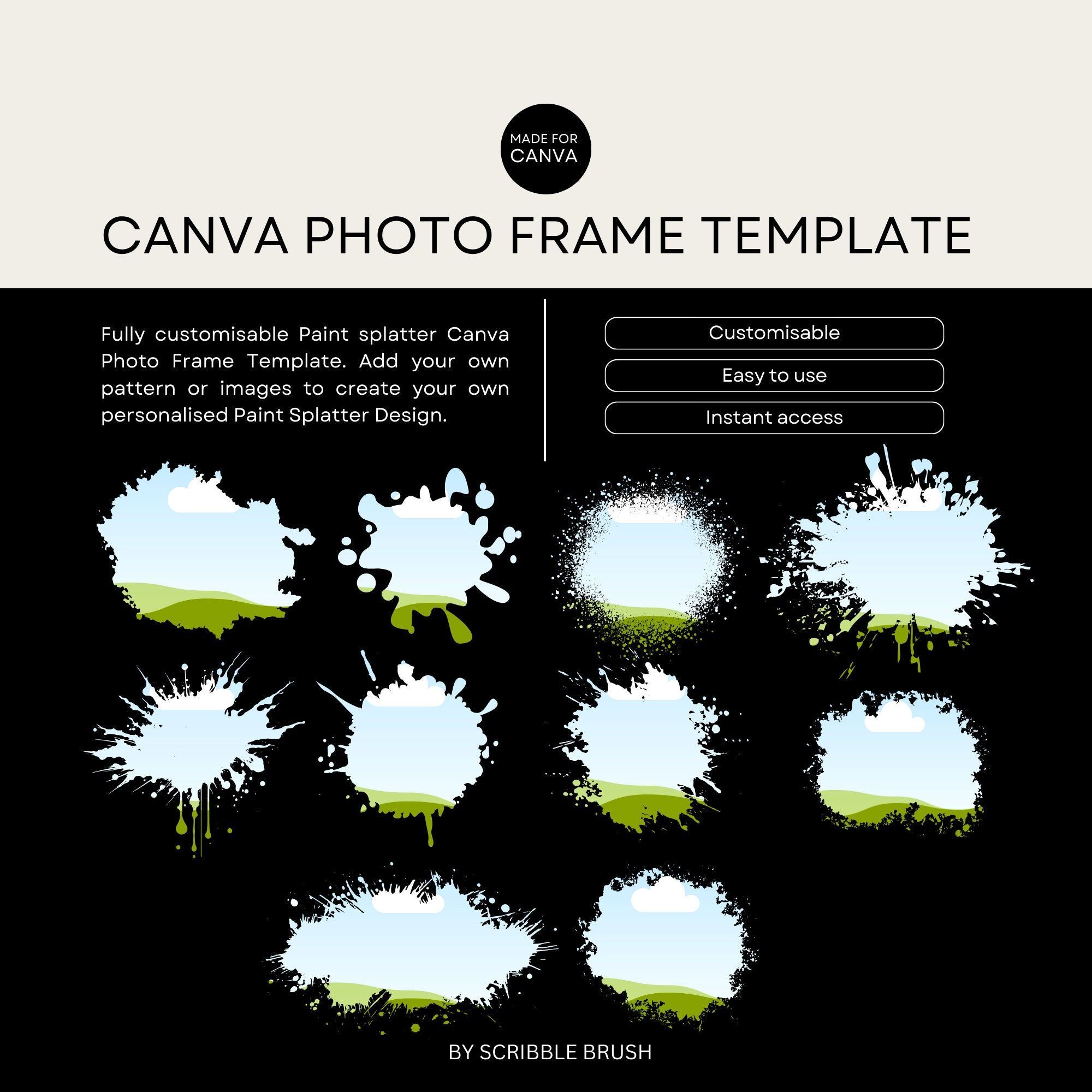 Canva Paint Splatter Photo Frame | Editable Splash Design