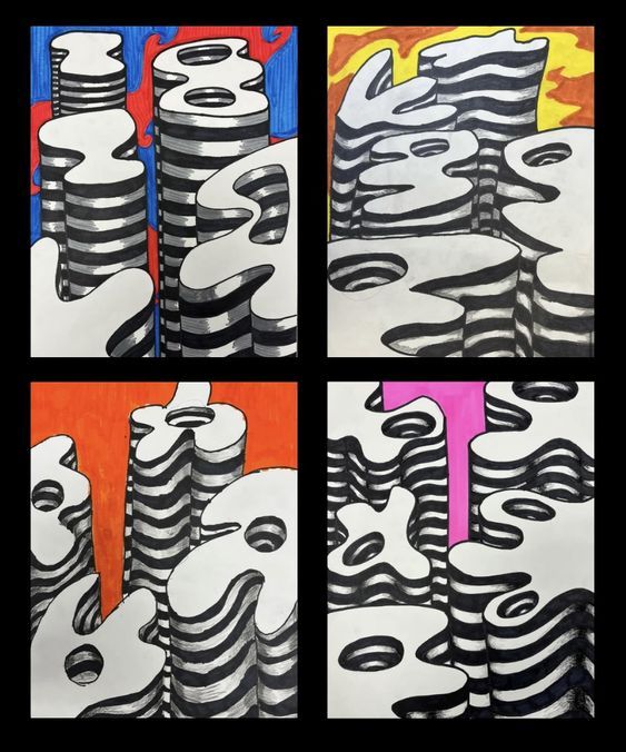 How to draw op art towers » Make a Mark Studios