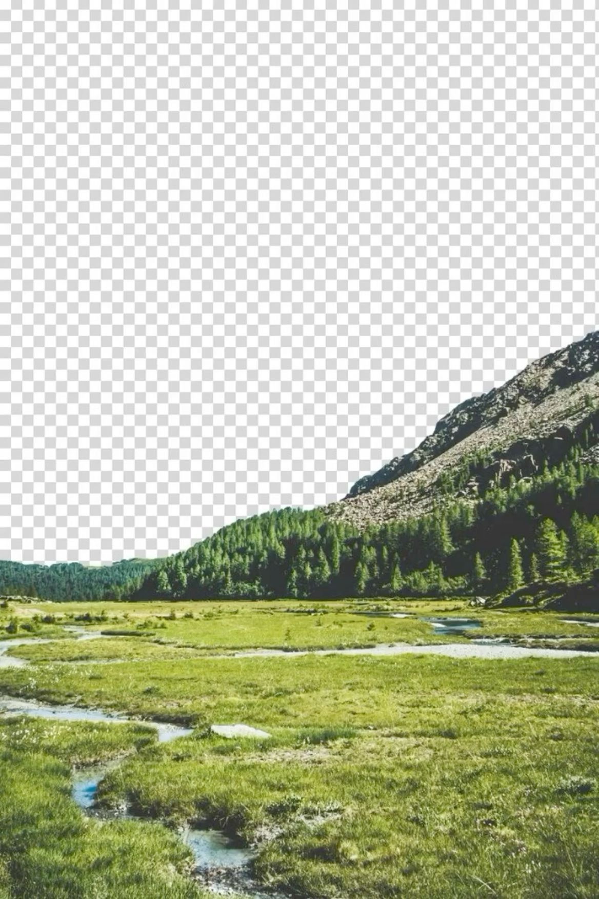 Стикер горы с ручьем