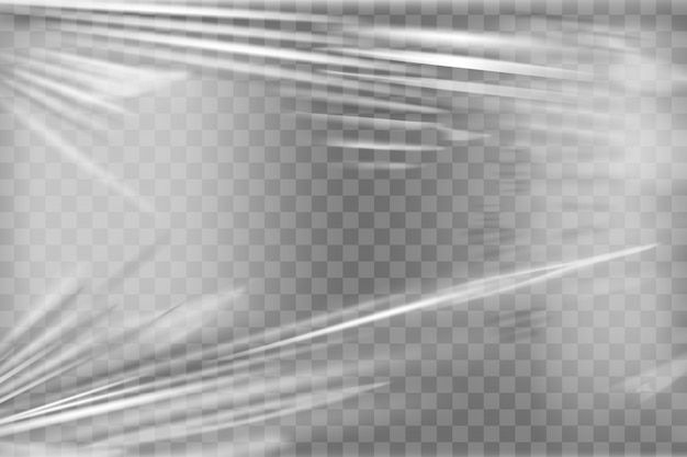Transparent stretch plastic wrap texture. realistic polyethylene wrapping stretch film background. transparent cellophane package  | Premium Vector