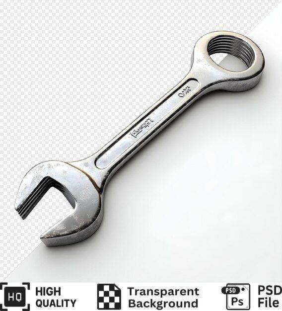 Chrome wrench isolated on a transparent background a steel wrench with a white backdrop