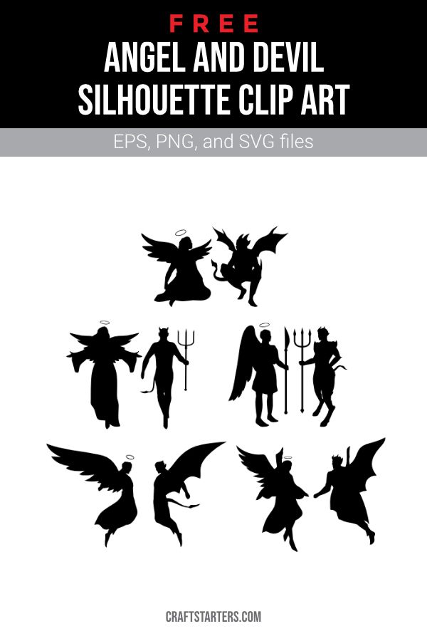 Free Angel and Devil Silhouette Clip Art