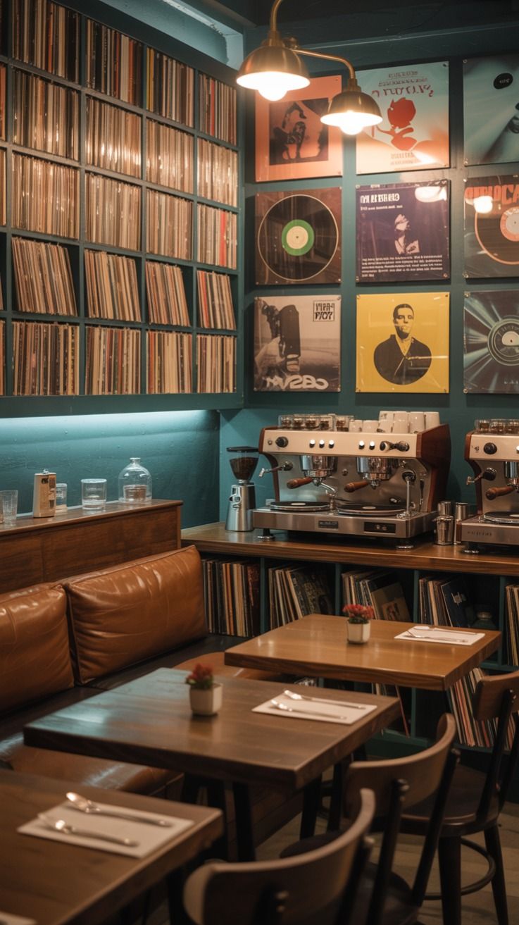 10+ Creative Coffee Concepts – Vinyl & Steam Retro-Future Café